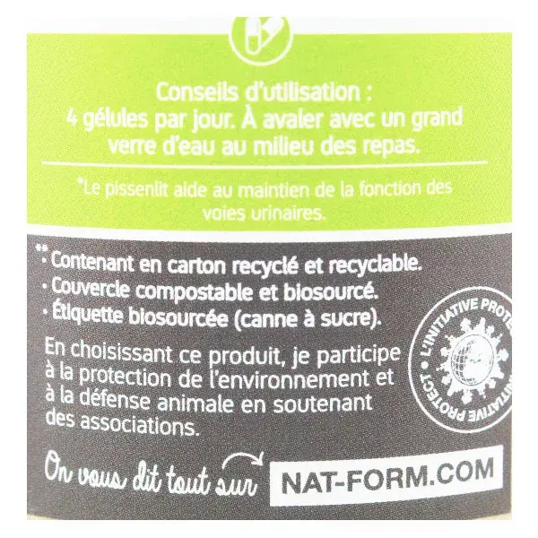 Nat & Form Eco Responsable Dente di Leone Bio Integratore Alimentare 200 capsule vegetali