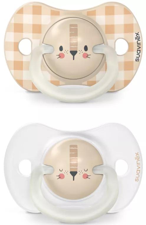 Suavinex Nachtfopspeen Fysiologische speen SX Pro Siliconen Leeuw Beige 6-18m 2 stuks
