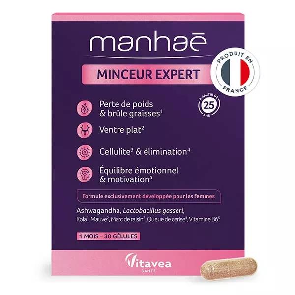 Manhaé Minceur Expert Perte de Poids, Brûle Graisse, Ventre Plat, Cellulite 30 Gélules