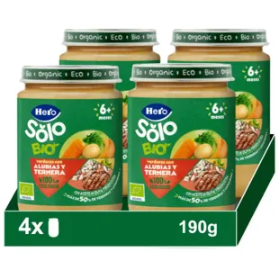 Hero Solo Jar Vegetables with Beans and Beef ECO +6m 4x190 gr