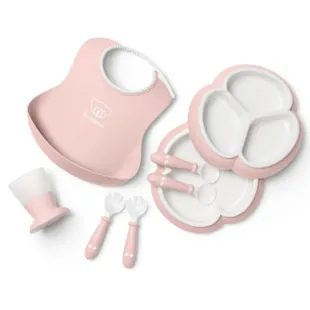 BabyBjörn Complete Tableware Set with Bib, Pastel Pink, 8 Pieces