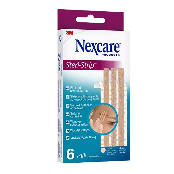 Nexcare™ Steri-Strip™ Sutures Cutanées Beige 6 Mm X 75 Mm 6 Paquet