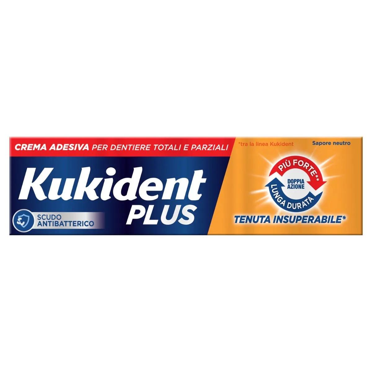 Kukident Plus Doppia Azione Crema Adesiva Protesi Dentali Aroma Neutro 40 g