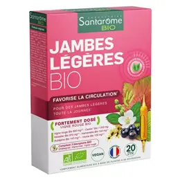 Santarome Bio - Jambes Légères Bio - Favorise la circulation - 20 ampoules