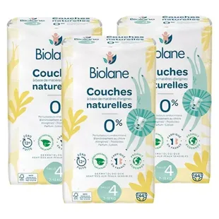 Biolane Lotto di 3 Pacchi di Pannolini Ecologici Taglia 4 X44