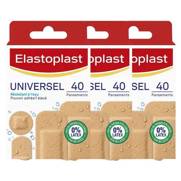 Elastoplast Classique Pansement Universel Lot de 3 x 40 unités