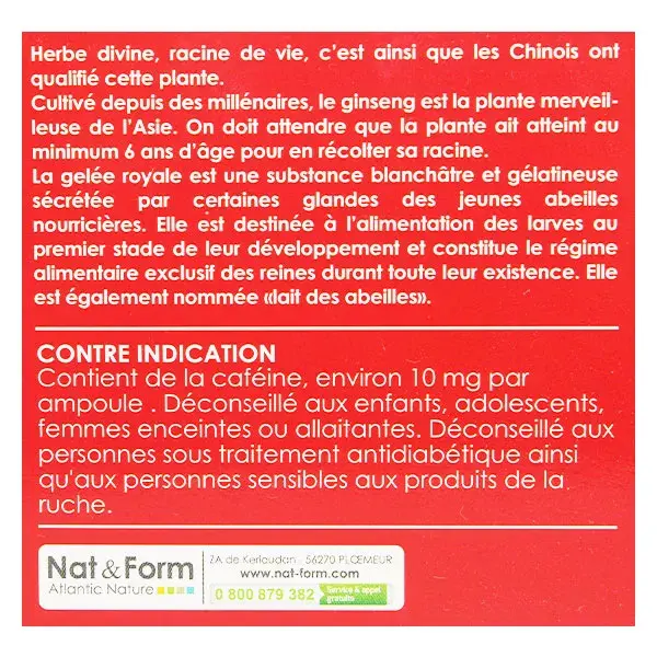 Nat & Form Original Ginseng Pappa Reale Integratore Alimentare 30 fialette