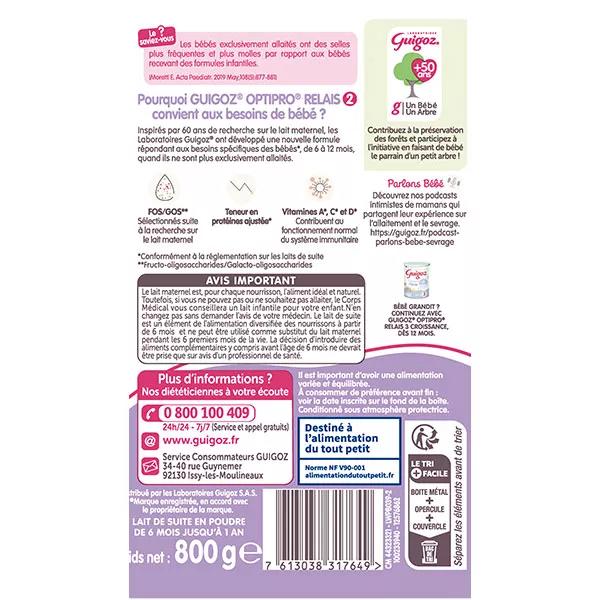 Lait Bébé Guigoz Evolia 2 - 6-12 Mois - Boîte De 800g (Lot De 3) - Avec Lait A2 Et Probiotiques