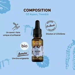 Biofloral Fleur De Bach 02 Aspen Tremble Compte Gouttes Bio Demeter 20 ml