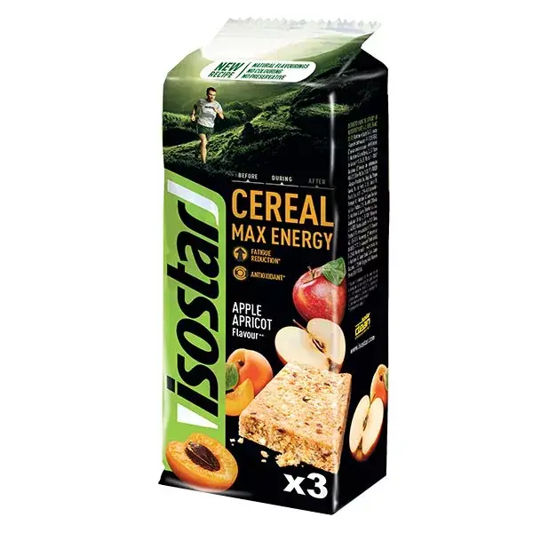 Isostar Cereal Max Energy Barre Énergétique Pomme Abricot 3 unités