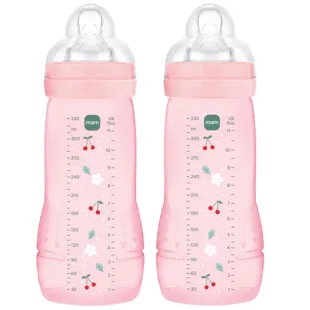 MAM Easy Active Thick Liquids Baby Bottle Bright Pink +6m 330ml 2 Units