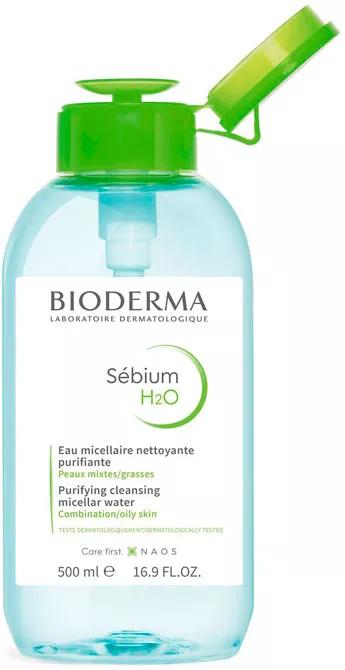 Bioderma Sebium H2O Solução Micelar Peles Mistas e Oleosas 500ml Tampa Doseadora