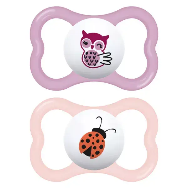 MAM Supreme Physiological Silicone Pacifier +18m Castor Flowers Set of 2 + Sterilisation Box