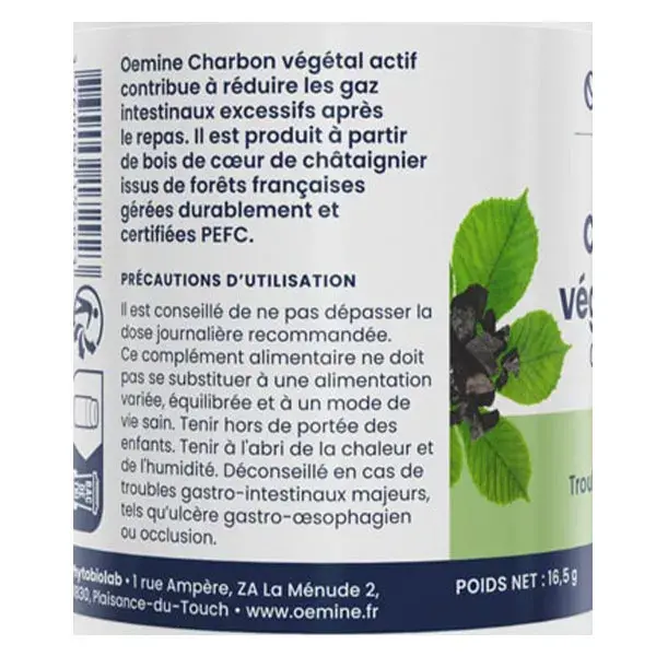 Oemine Charbon Végétal Actif 60 gélules