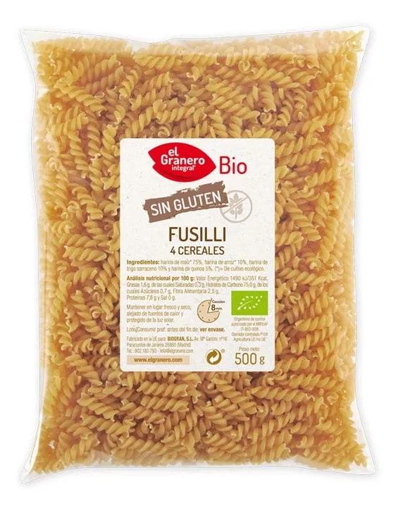 El Granero Integral Fusilli de 4 Cereales Sin Gluten Bio 500 gr