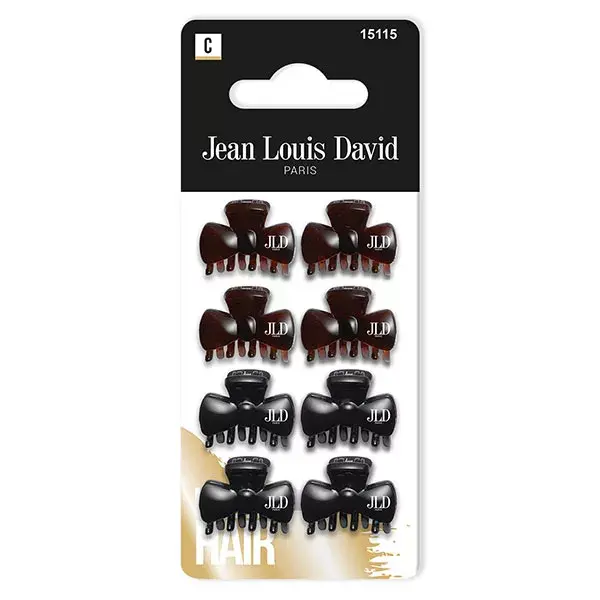 Jean Louis David Hair Small Mini-Pliers Black Brown 8 pcs