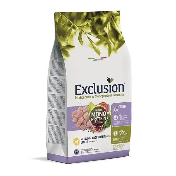 Exclusion Mediterraneo Monoprotein Noble Grain Crocchette Pollo Light Per Cani Sacco 12Kg