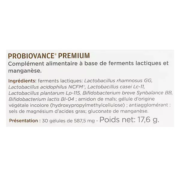 Inovance Probiovance Premium Probiotiques 30 gélules