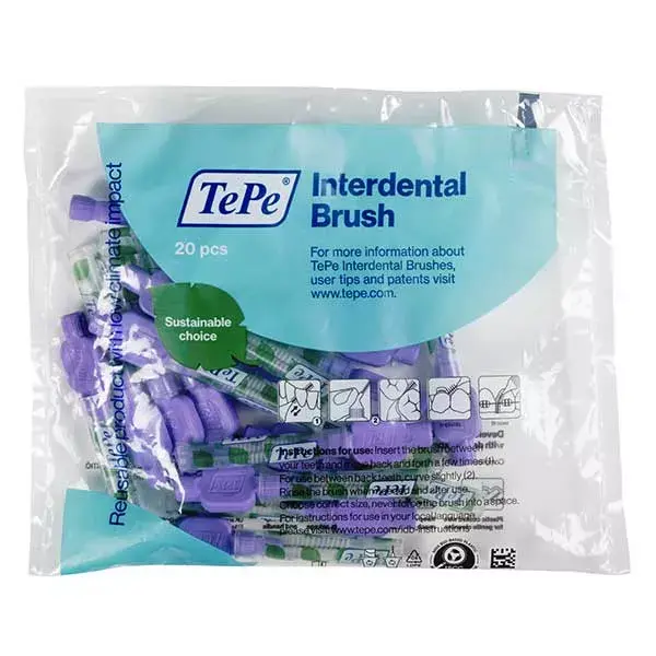 TePe Original Bag of 20 eco-responsible Purple brushes, Iso 6