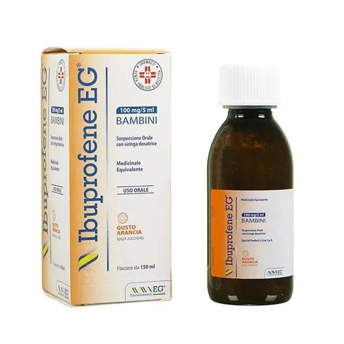 Ibuprofene EG Bambini 100 mg/5 ml Sciroppo Gusto Arancia Senza Zucchero 150 ml