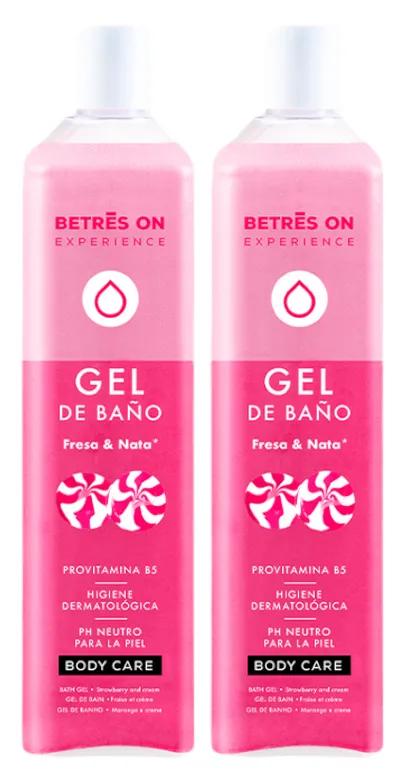 Betres On Gel de Bain Fraise et Crème 2x750 ml