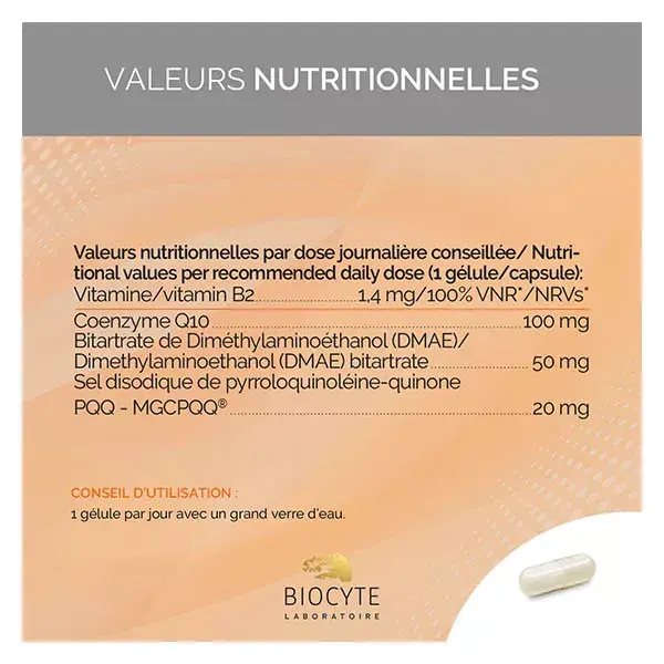 Biocyte PQQ FORTE Coup de Boost Fatigue Physique & Intellectuelle 30 gélules