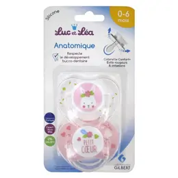 Luc et Léa Sucette Silicone Edition Limitée Duo Lapin Petit Coeur 0-6mois