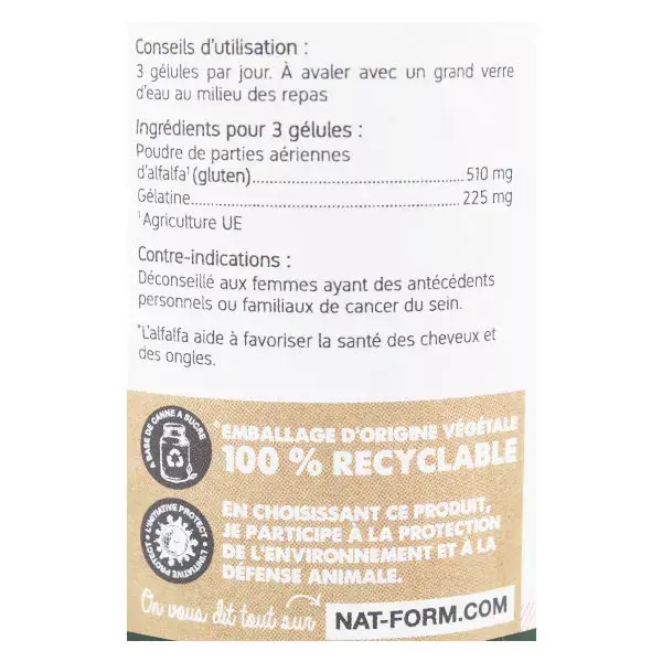 Nat & Form Alfalfa Integratore Alimentare 200 capsule