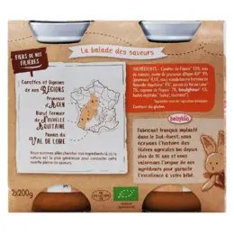 Babybio Repas Midi Pot Carotte Pruneau Boeuf +8m Bio 2 x 200g