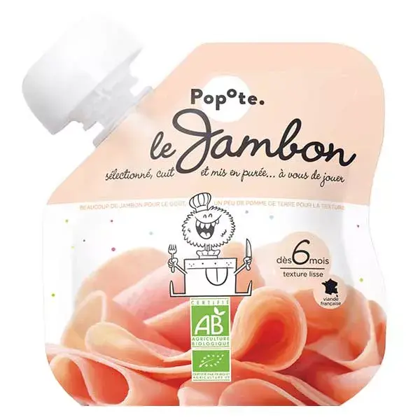 Popote Les Viandes Gourde Jambon +6m Bio 60g