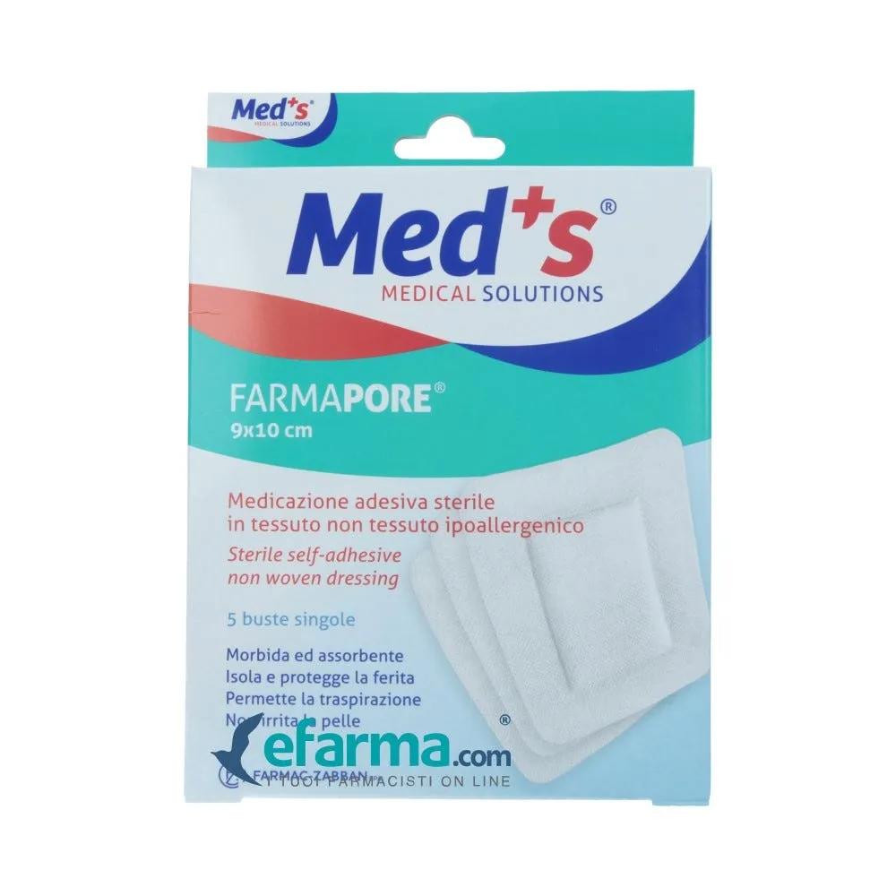 Med's Farmapore Medicazione Autoadesiva Sterile con Cerotto 10x9 cm 5 Pezzi