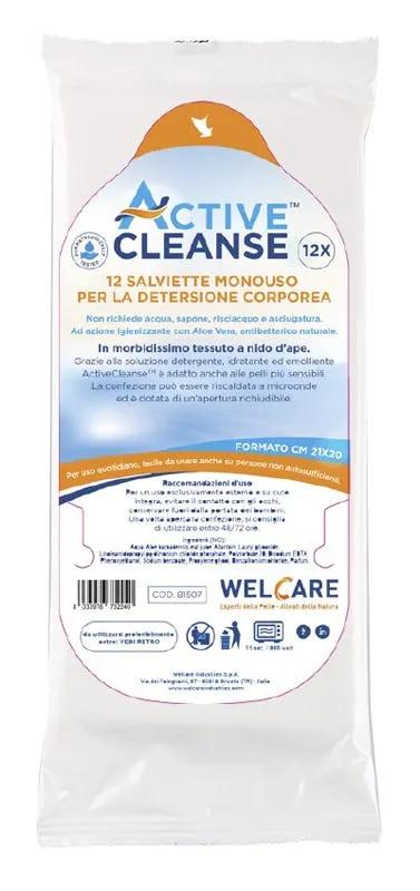 Active Cleanse Salviette Monouso Per la Detersione Corporea Con Aloe Vera 12 Salviette