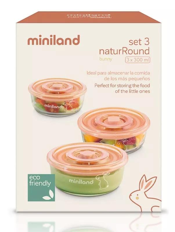 Miniland Set 3 Caixa Alimentos  de Vidrio Naturround Bunny 