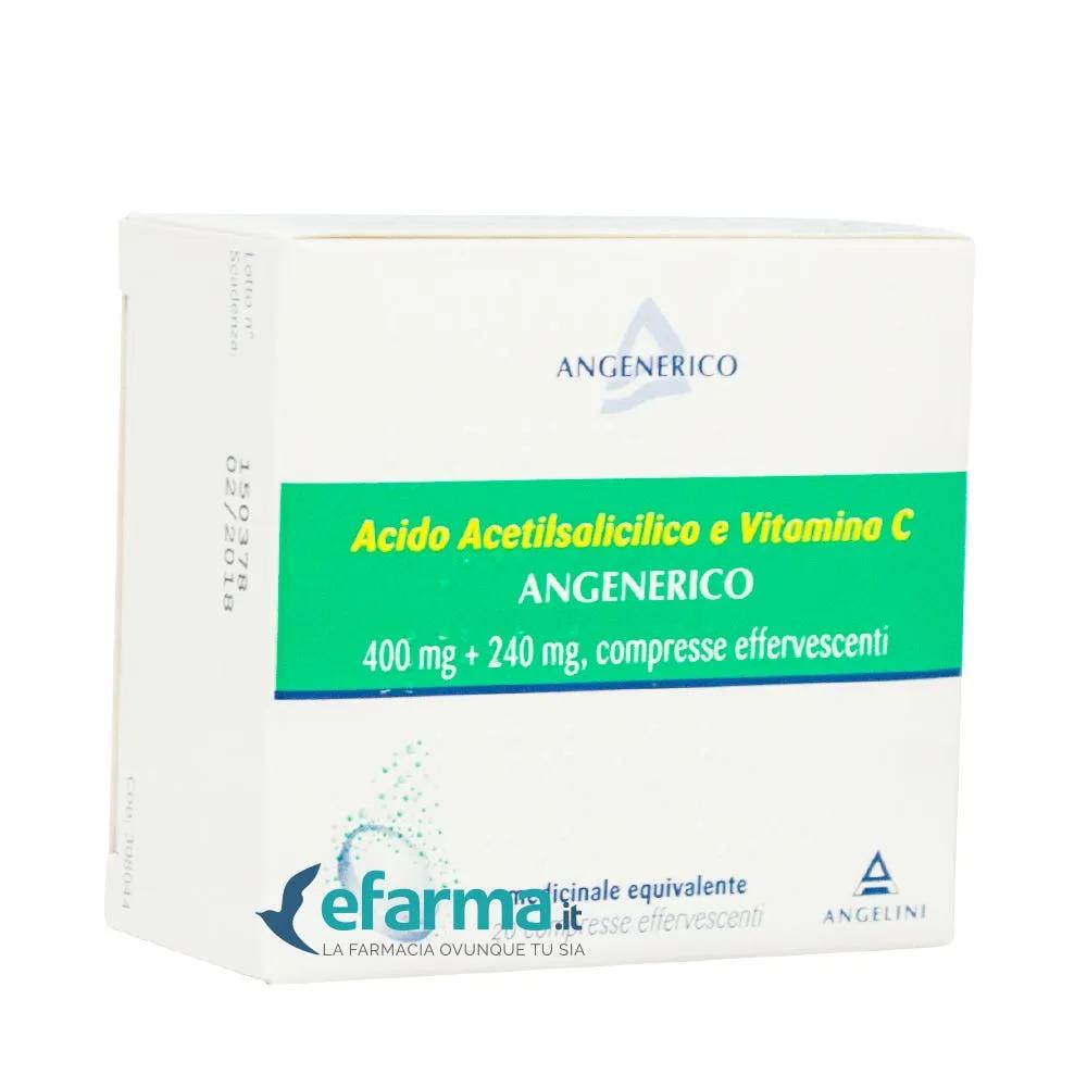 Acido Acetilsalicilico e Vitamina C Angenerico 20 Compresse Effervescenti