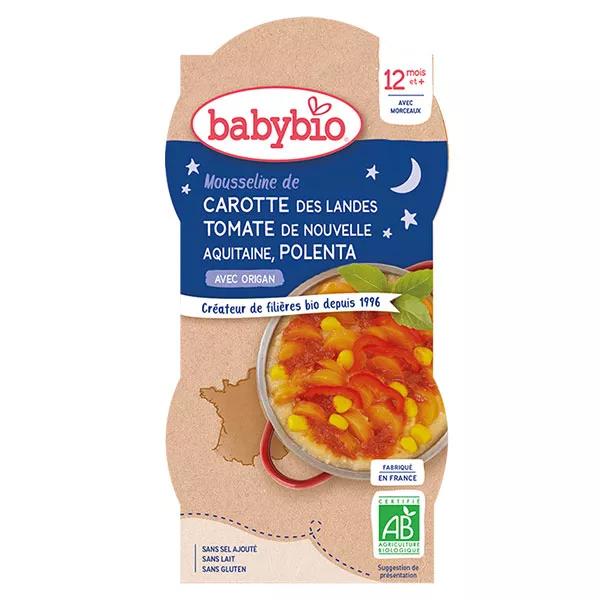Babybio Bonne Nuit Bol de Zanahoria, Tomate y Polenta a partir de 12 meses 2 x 200g