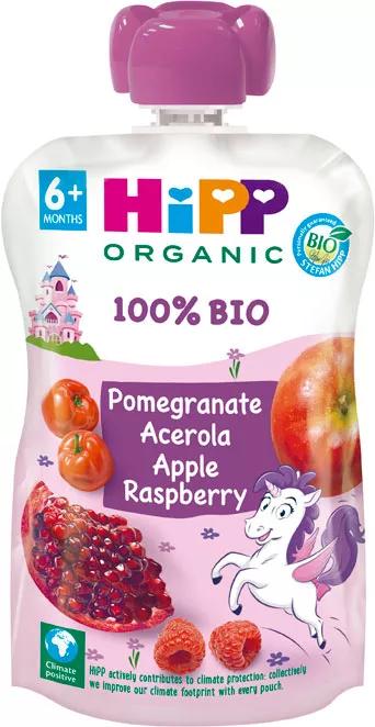 Hipp Pouch Manzana, Frambuesa y Granada +6m 100 gr