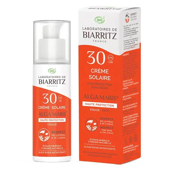 Laboratoires de Biarritz Soins Solaires Crème Visage SPF30 Bio 50ml