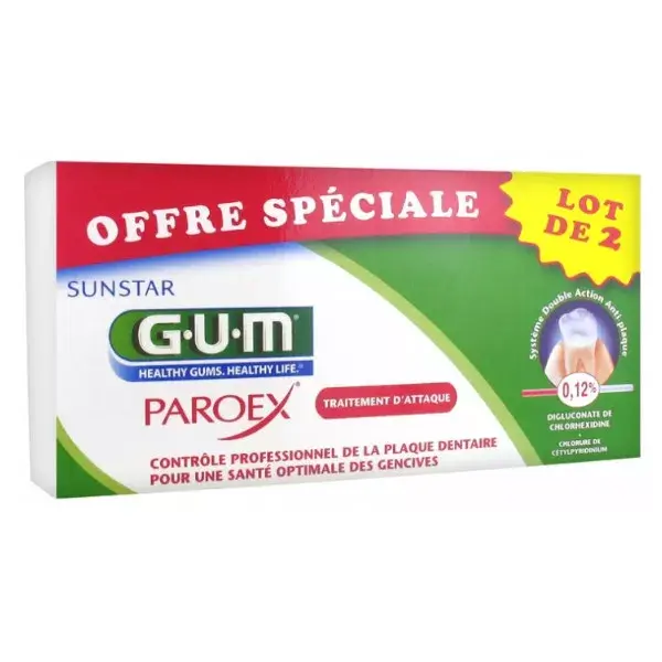 Gum gum Paroex Gel Lot of 2 x 75ml toothpaste