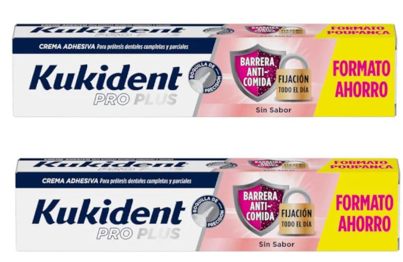 Kukident Pro Plus Barrière Anti-Alimentaire Sans Saveur 2x57 gr PACK VALEUR