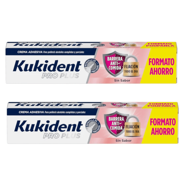 Kukident Pro Plus Geschmacksneutrale Anti-Lebensmittel-Barriere, 2 x 57 g, Vorteilspackung