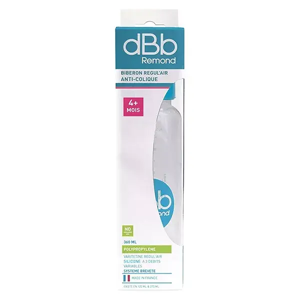 dBb Remond Biberon Régul'Air Bleu Translucide 360ml