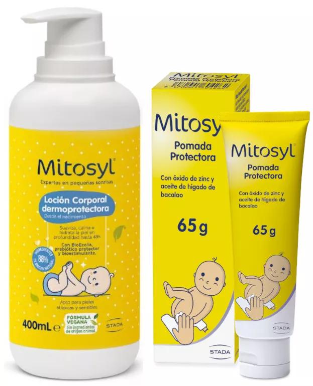 Crème de Protection pour le Couche Mitosyl 65 gr + Lait Hydratant pour le Corps 400 ml