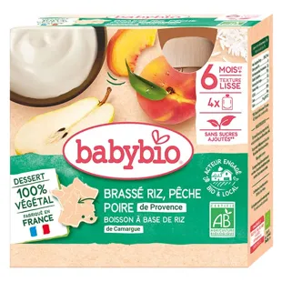 Babybio Desserts Vegetali Gourde Brassé Riz Pesca Pera +6m Bio 4 x 85g