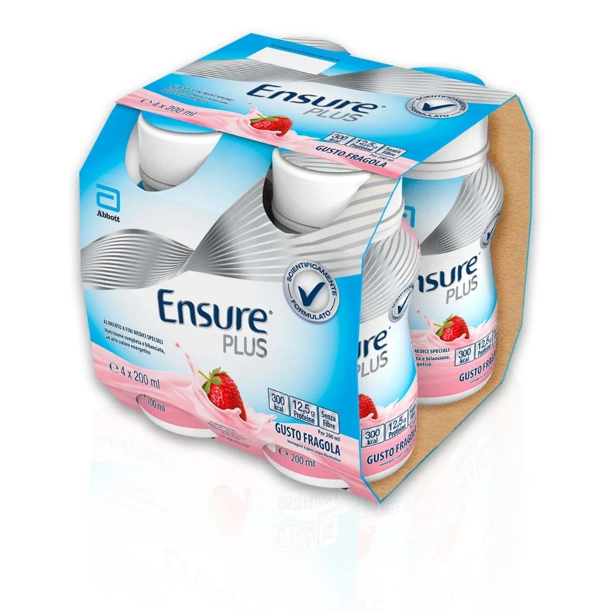 Ensure Plus Alimento a Fini Medici Speciali Ipercalorico Fragola 4x200ml