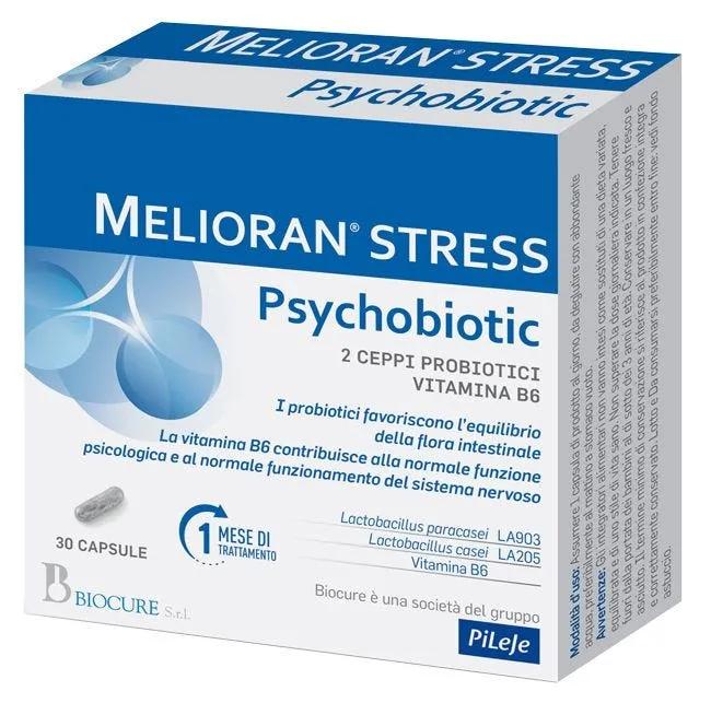 Melioran Stress Psychobiotic Integratore per Equilibrio della Flora Intestinale e Funzione Psicologica 30 Capsule