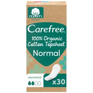 Carefree Protetores de calcinha normais de algodão orgânico 30 unidades