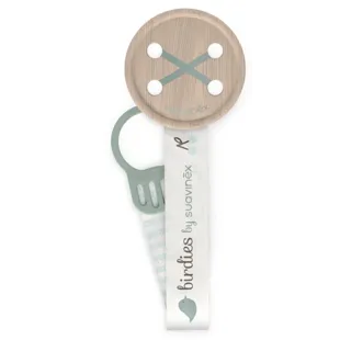 Suavinex Birdies Fabric Pacifier Clip with Double-Sided Design, Green +0m