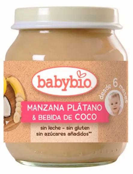 BabyBio Tarrito Manzana, Plátano y Coco +6m 130 gr