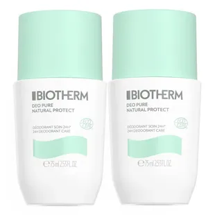 Biotherm Déo Pure Natural Protect Deodorante 24h Care Organic Roll-On Confezione da 2 x 75 ml