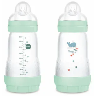 MAM Easy Start Biberão Anti-cólicas Fluxo Médio Azul Brilhante 2-4m 2x260 ml